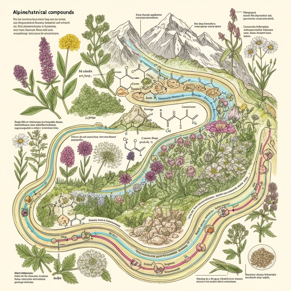 Educational illustration of botanical elements and natural flow
